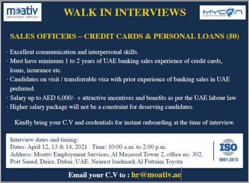 Walk in Interviews for Salemen advertisement